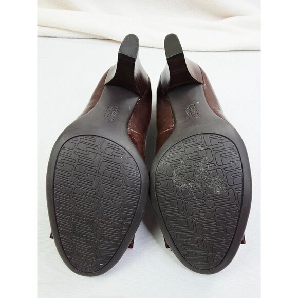 Franco Sarto Size 6.5M Womens Chocolate Brown Slip On Bow Accent Heel Shoes - Picture 7 of 14